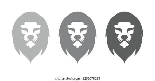 Lion Head Logo Vector Symbol Template. Lion Head Gray Logo
