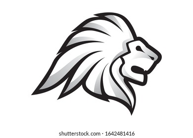 Lion Head Logo Vector Template Illustration Design, Wild Lion Head Mascot