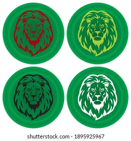 Lion Head Logo Vector Template Illustration Design. Head of The Lion  Button Isolated On White Background