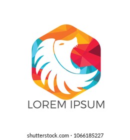Lion head logo vector. Wild lion head graphic illustration.
