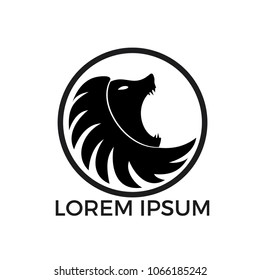 Lion head logo vector. Wild lion head graphic illustration.
