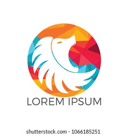 Lion head logo vector. Wild lion head graphic illustration.