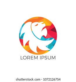 Lion head logo vector. Wild lion head graphic illustration.