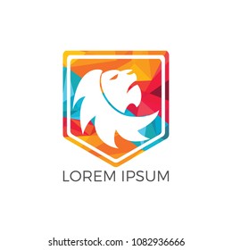Lion head logo vector. Wild lion head graphic illustration.