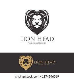 Lion head logo, Wild animal logo, Elegant face vector
