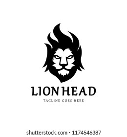 Lion head logo, Wild animal icon, Lion fire vector