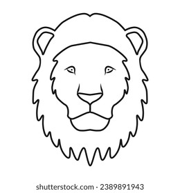 Lion head logo. Wildlife face icon. Heraldry and royal symbol. Vector illustration image.