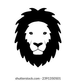 Lion head logo. Wildlife face icon. Heraldry and royal symbol. Vector illustration image.