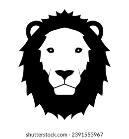 Lion head logo. Wildlife face icon. Heraldry and royal symbol. Vector illustration image.