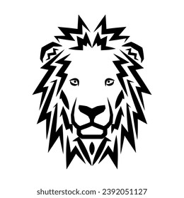 Lion head logo. Wildlife face icon. Heraldry and royal symbol. Vector illustration image.