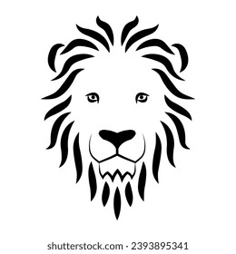 Lion head logo. Wildlife face icon. Heraldry and royal symbol. Vector illustration image.