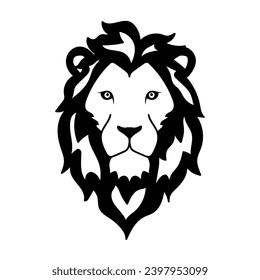 Lion head logo. Wildlife face icon. Heraldry and royal symbol. Vector illustration image.