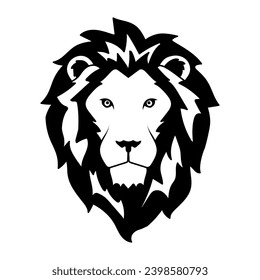 Lion head logo. Wildlife face icon. Heraldry and royal symbol. Vector illustration image.