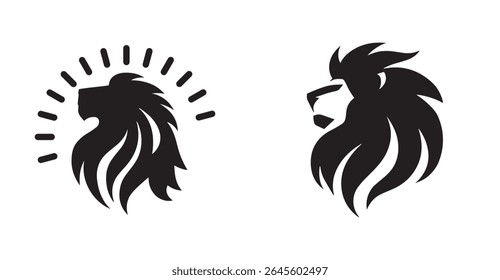 Lion Head Logos in Black and White