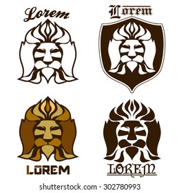 Lion head logotype, Lion shield, Universal creative emblem - business template , t-shirt design vector logo 