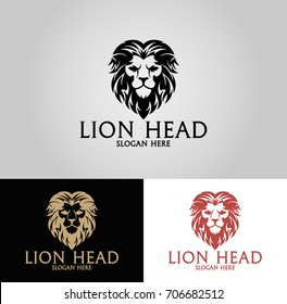 Lion Head logotype. Three version. Easy to change color, size and text. 