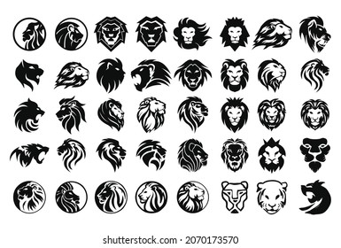 Lion head. Logotype of vector template. Creative illustration.