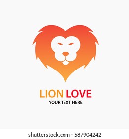 Lion head love abstract logo