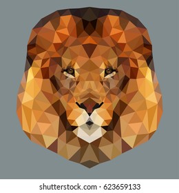 Lion head low poly icon vector