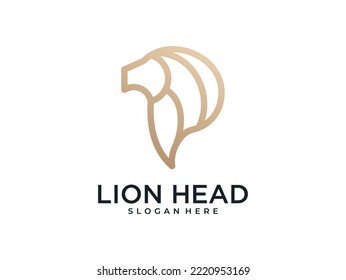 lion head luxury line logo design