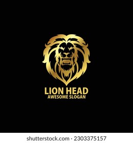 lion head with luxury logo design line art