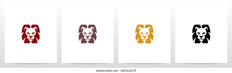 Lion Head With Mane As The Letter Logo Design H