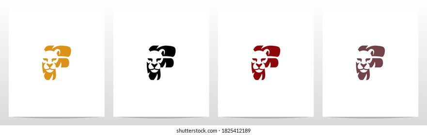 Lion Head With Mane As The Letter Logo Design F