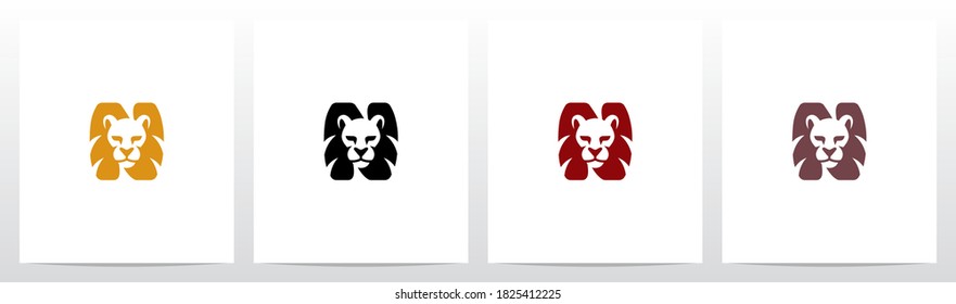Lion Head With Mane As The Letter Logo Design N
