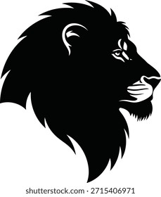 Ilustración vectorial de silueta de melena de cabeza de león para fuertes símbolos de liderazgo y logotipos de animales salvajes.