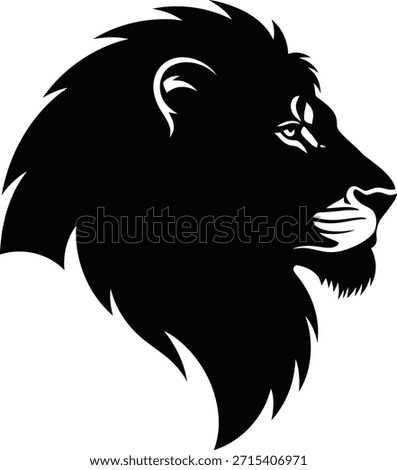 Lion head mane silhouette vector illustration for strong leadership symbols and wild animal logos.