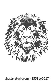 Lion head in mane vector hair hunter predator big cat suitable for logo