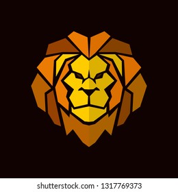 Lion head with mane - vector icon in abstract mosaic style
