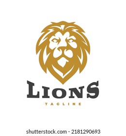 Lion head mascot emblem logo design. Vector illustration