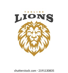 Lion head mascot emblem logo design. Lion head or face line art vector illustration