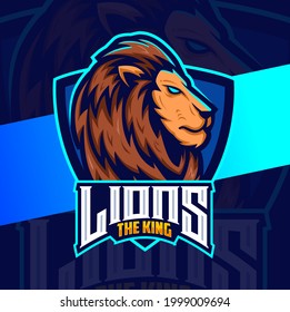 lion head mascot esport design for gamer and sport logo