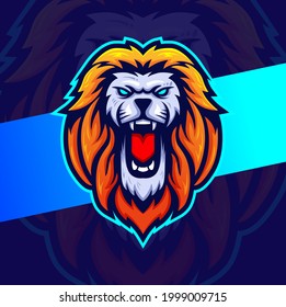 lion head mascot esport design for gamer and sport logo