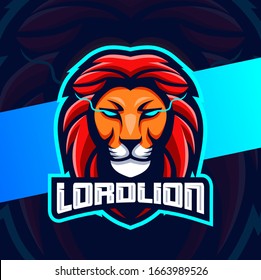 LION HEAD MASCOT ESPORT LOGO DESIGN