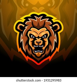 Lion head mascot esport logo design
