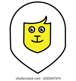 Lion head for mascot icon on best yellow