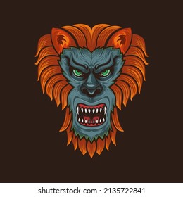 Lion head mascot illustration logo design.