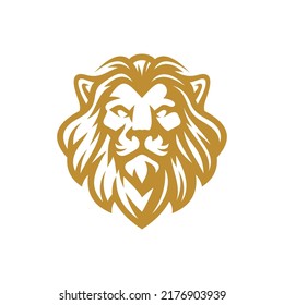 Lion head mascot line art logo. Vector illustration