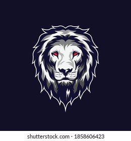 lion head mascot logo with a blue background