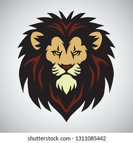 Lion Head Mascot Logo Design Vector Illustration