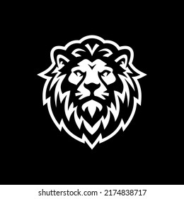 Lion head mascot logo design. Vector illustration on dark background