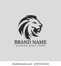 Lion head mascot logo icon badge. Premium king of forest animal sign. Vector illustration.