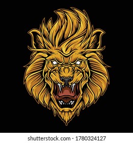 Lion Head Mascot Logo Illustration