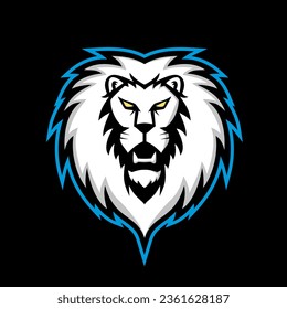 Lion head mascot logo isolated on black background