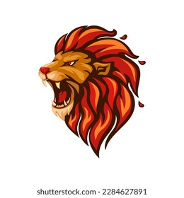 Lion Head Mascot Logo Symbol cartoon illustration vector