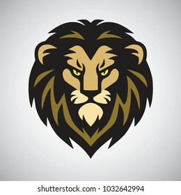 Lion Head Mascot Retro Logo Design Vector Art Illustration