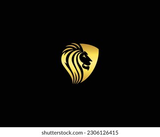 Logotipo del vector de material mascota de la cabeza del león. Elegante Ilustración de diseño con el logotipo del Escudo de León. 